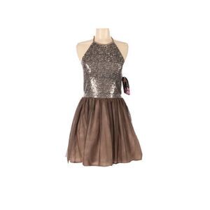 Blondie Nites Party Dress SZ 7 Brown Sequin Open